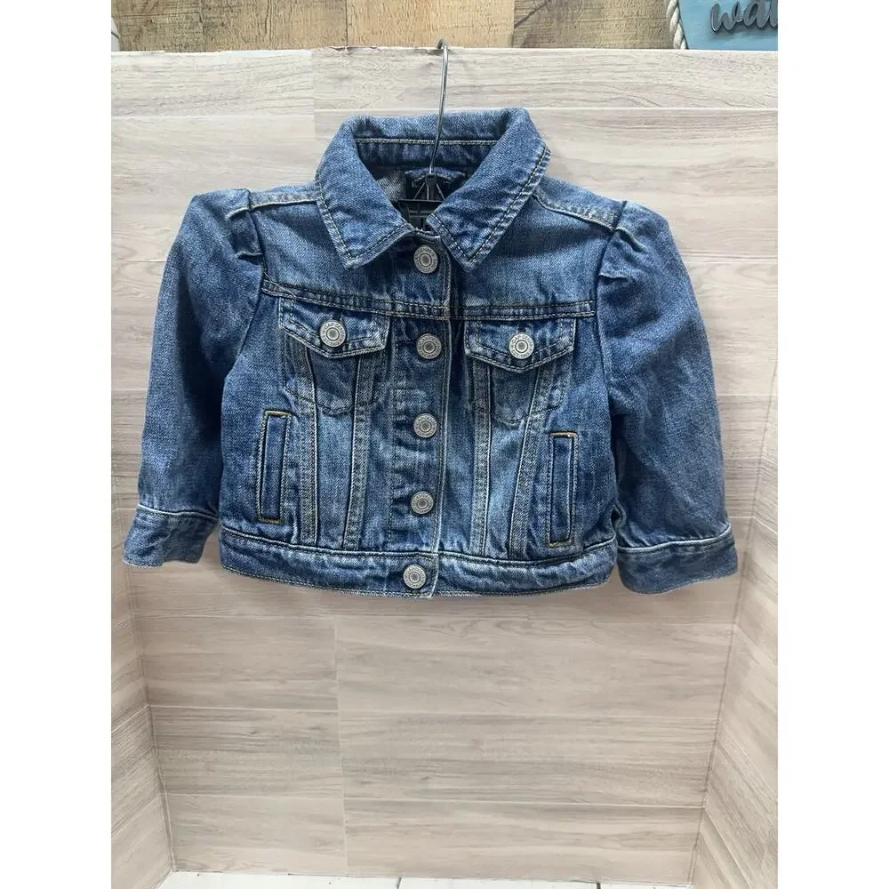 Baby Gap Disney Size 12-18 M Minnie Mouse Embroidered Patch Jean Denim Jacket